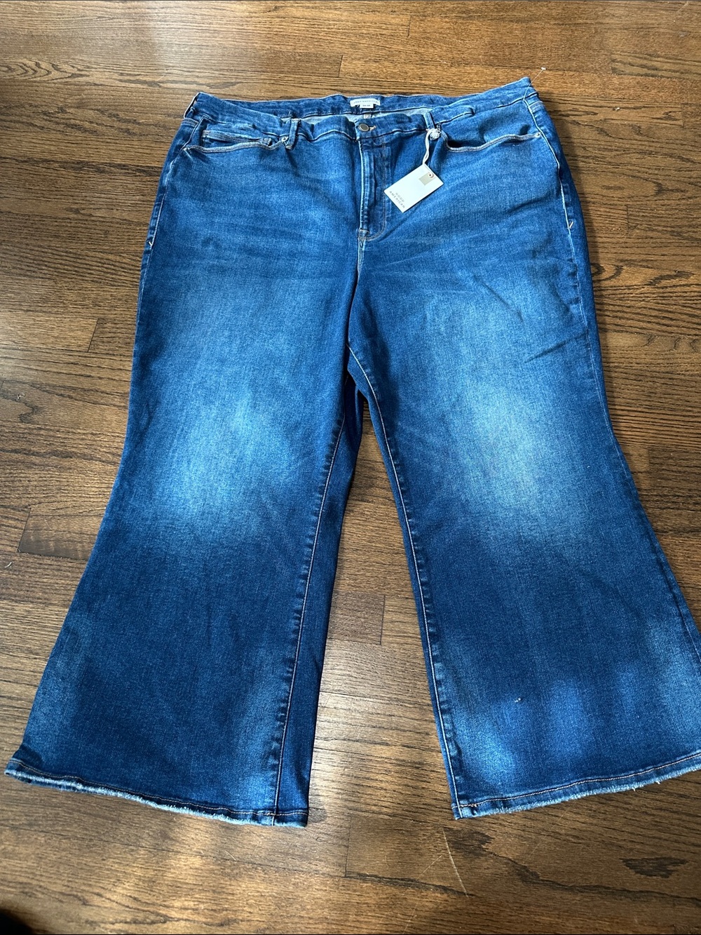 Good American Blue Wide-Leg Flare Jeans